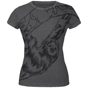 Three Toed Sloth All Over Dark Heather Juniors Soft T-Shirt