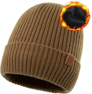 TOP-EX Oversized M L XL XXL 100% Merino Wool Beanie with Fleece Lining Cold Weather Winter Hat Big Head
