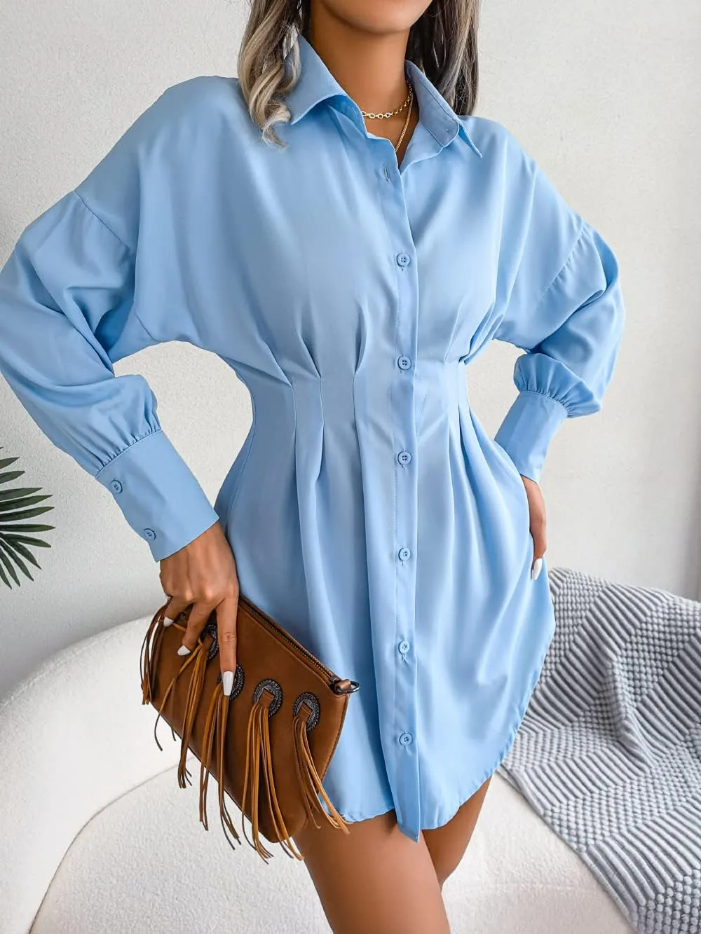 UOQAPRE Women's Summer Dress Deep V-Neck Short Sleeve Waist Tie Mini Skater Dresses Waist Casual Party Mini Dress for Women
