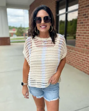 Vanessa Crochet Knit Sweater in Oatmeal