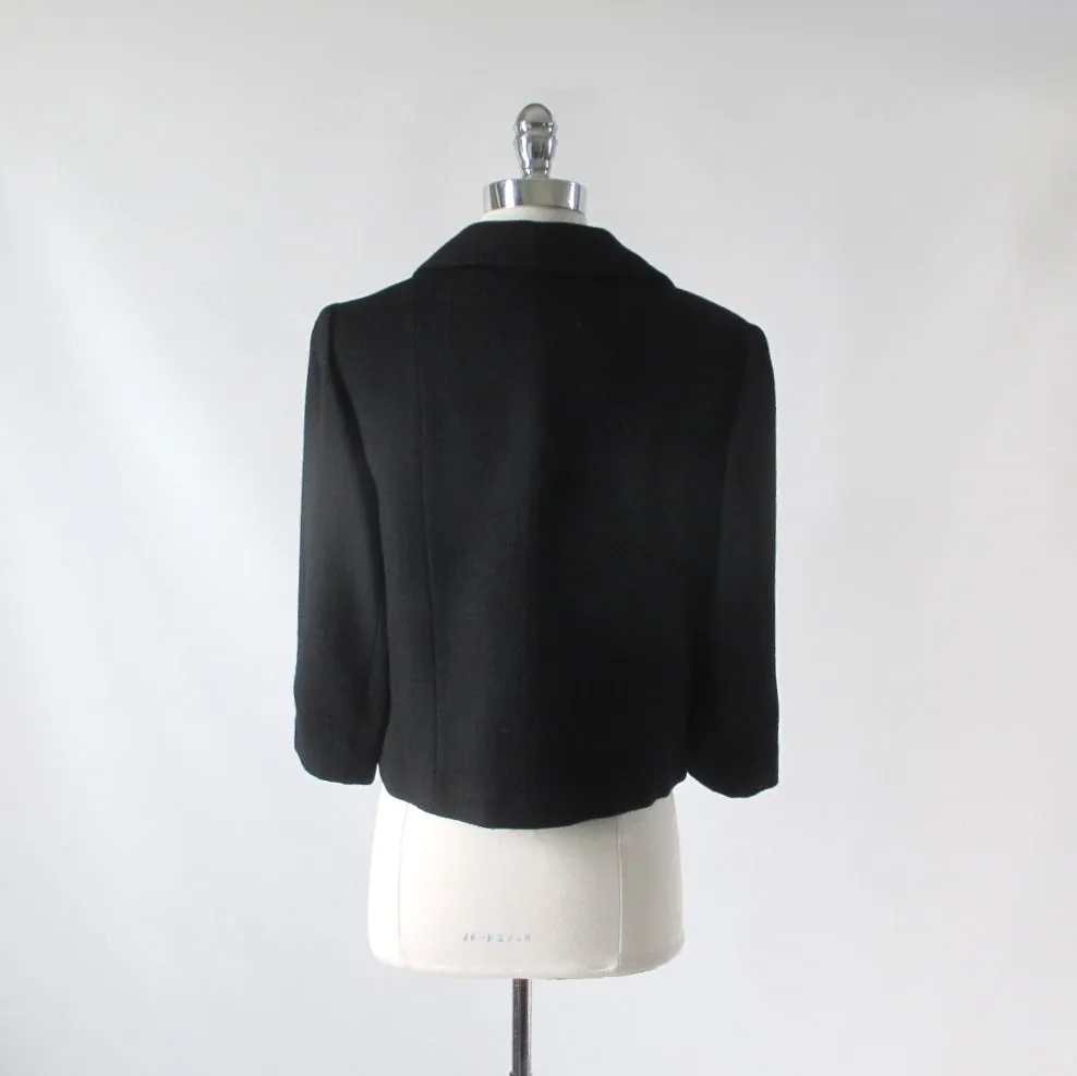 Vintage 60s Black Bow Accent Jacket / Blazer M