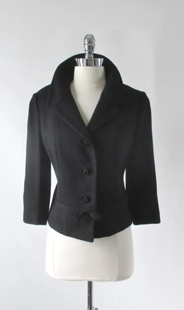 Vintage 60s Black Bow Accent Jacket / Blazer M
