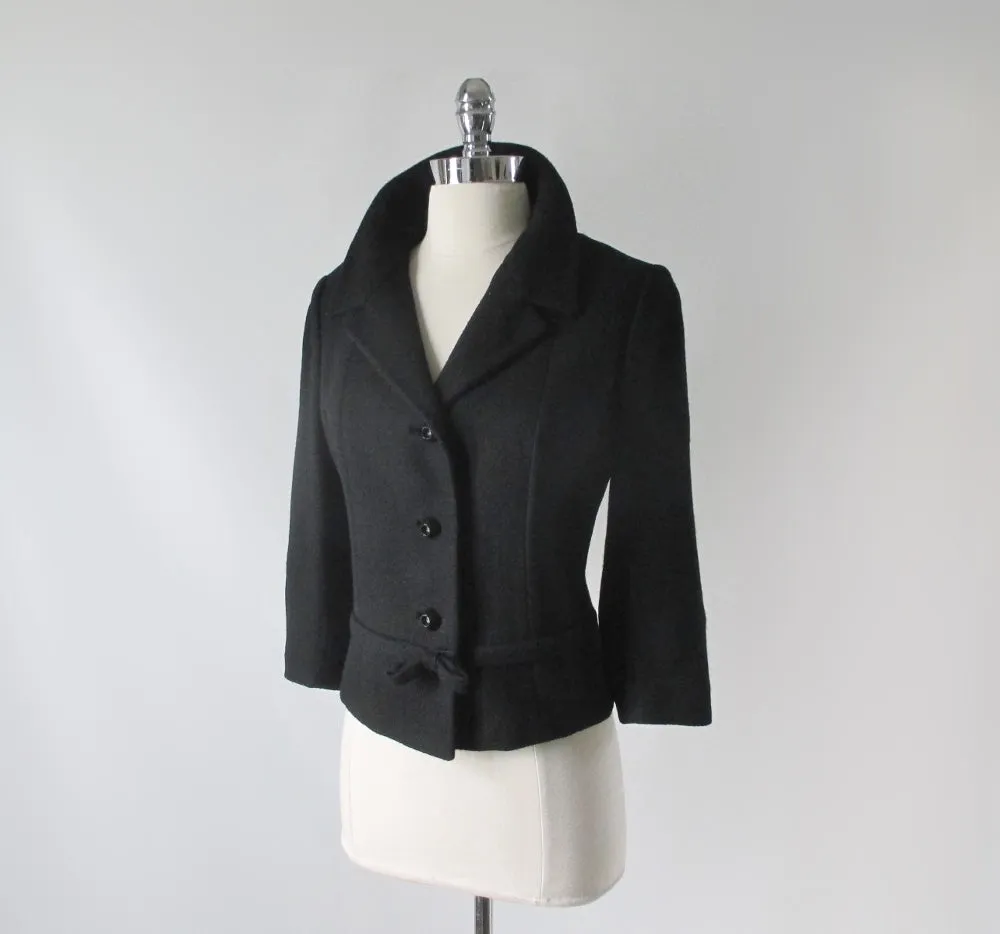 Vintage 60s Black Bow Accent Jacket / Blazer M