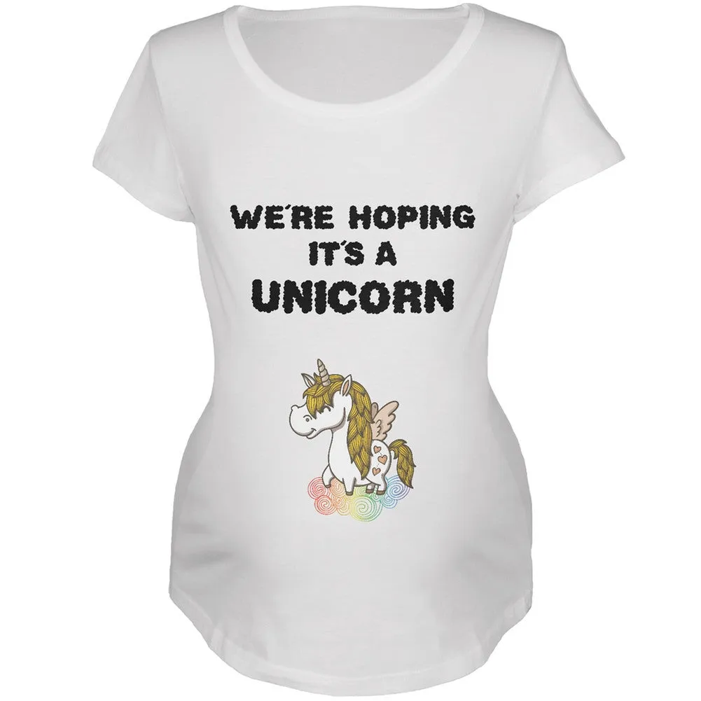 We're Hoping It's a Unicorn Black Maternity Soft T-Shirt