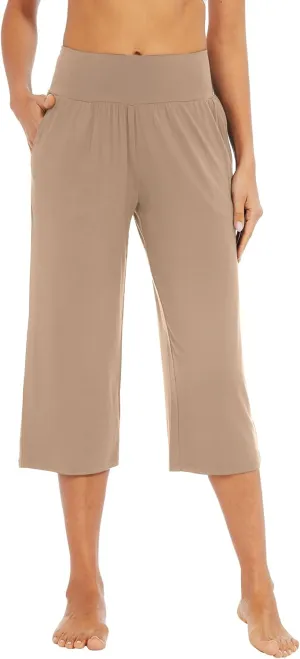 WiWi Viscose from Bamboo Soft Capri Yoga Loose Pants for Women High Waisted Comfy Pjs Capris Lounge Pajama Bottoms S-XXL