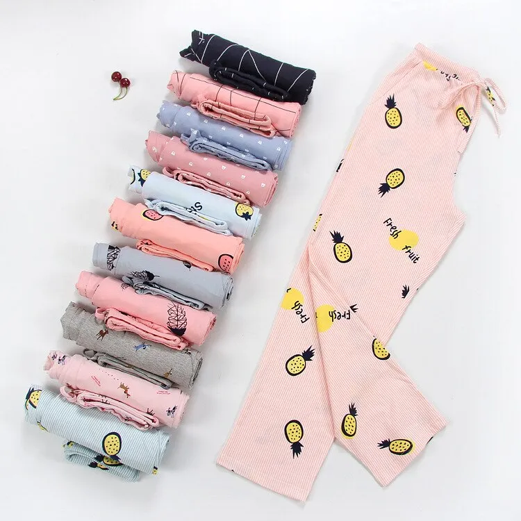 Women Sleep Bottoms 100% Cotton Pajama Pants Comfortable Pantalon