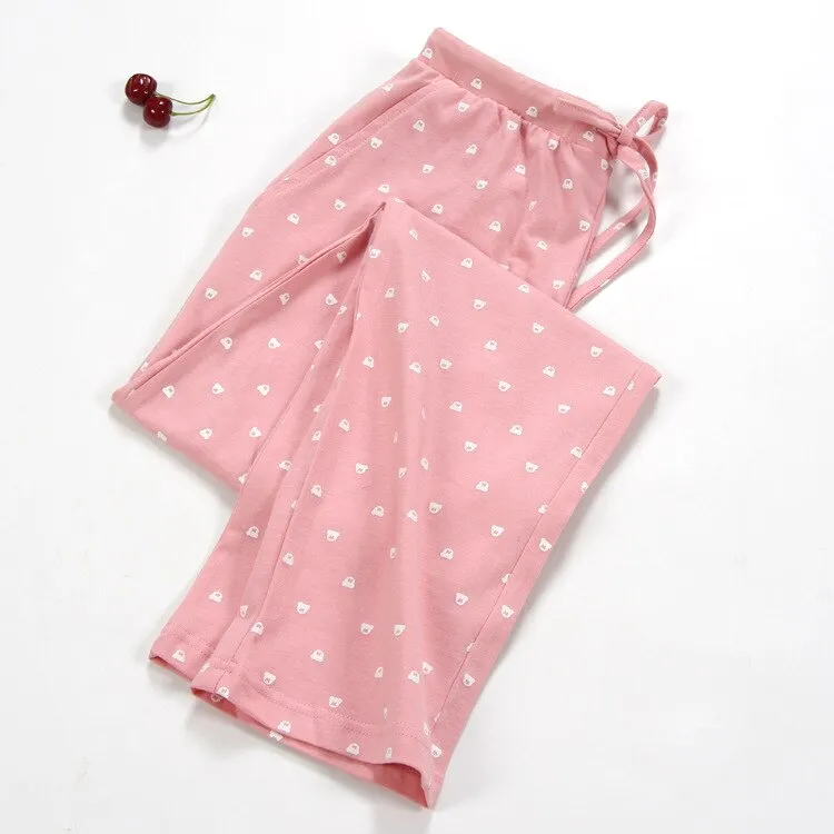 Women Sleep Bottoms 100% Cotton Pajama Pants Comfortable Pantalon