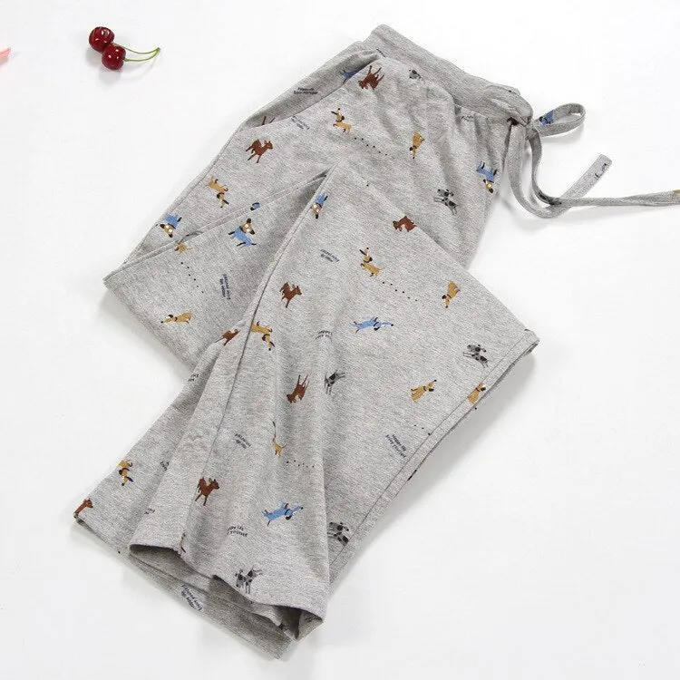 Women Sleep Bottoms 100% Cotton Pajama Pants Comfortable Pantalon