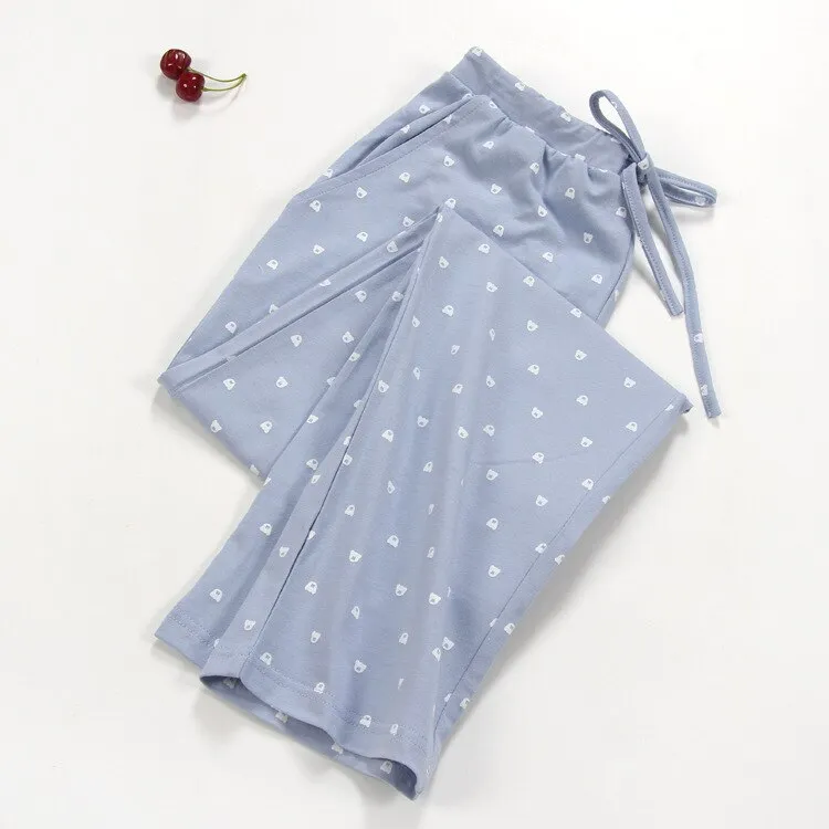 Women Sleep Bottoms 100% Cotton Pajama Pants Comfortable Pantalon