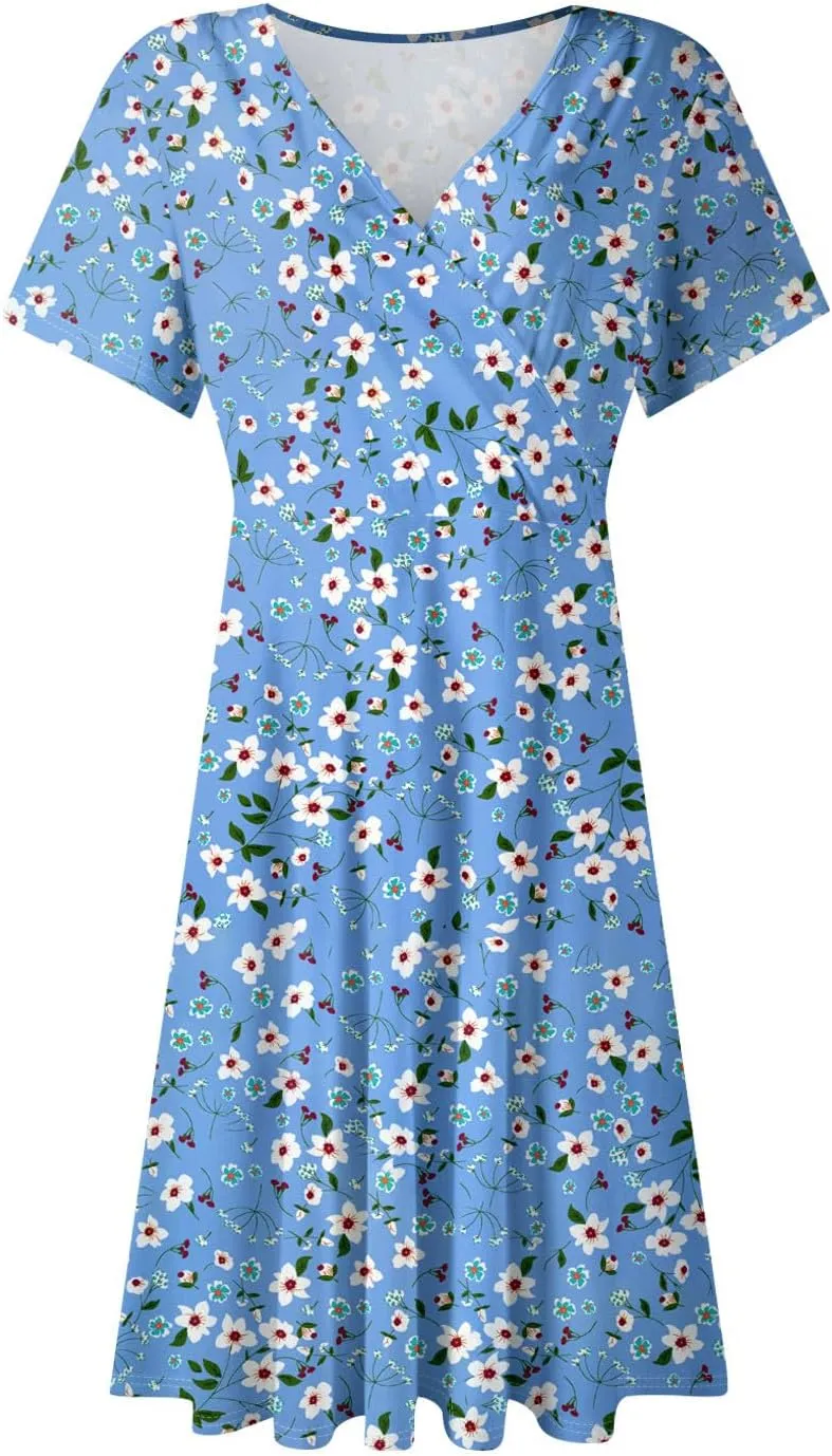 Womens 2025 Floral V-Neck Maxi Dresses Sexy Deep Cut Summer Dress Casual Beach Sundress for Vacation Garden Parties
