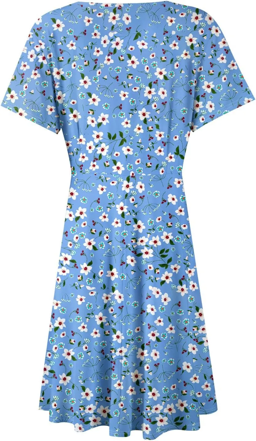 Womens 2025 Floral V-Neck Maxi Dresses Sexy Deep Cut Summer Dress Casual Beach Sundress for Vacation Garden Parties
