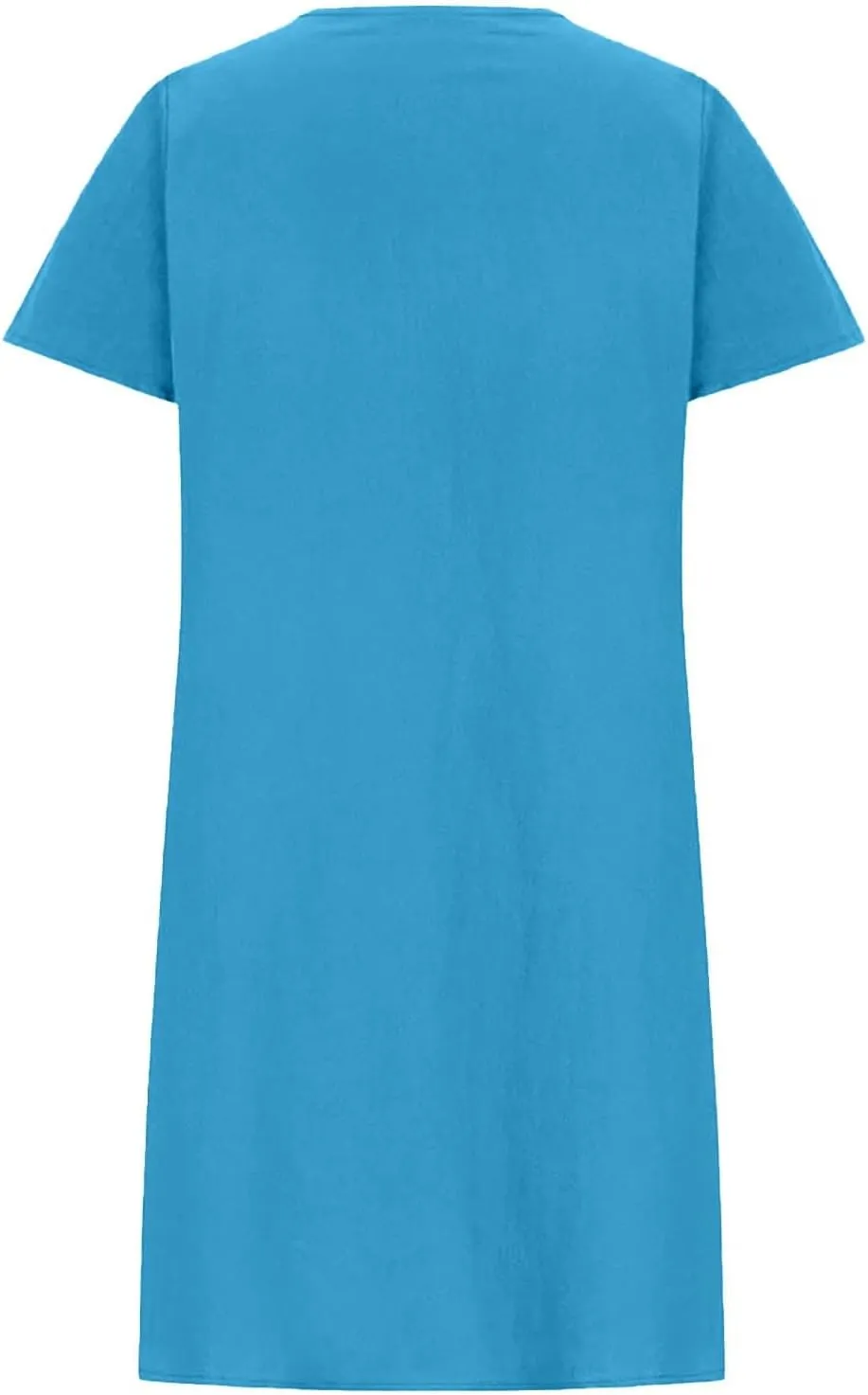 Womens Cotton Linen Midi Dress Summer Solid Color Short Sleeve Crew Neck T-Shirt Plus Size Flowy Beach Dress