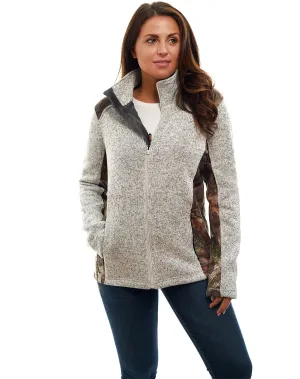 Women's Mossy Oak Sweater Fleece Knit Jacket Break-Up Country Camo