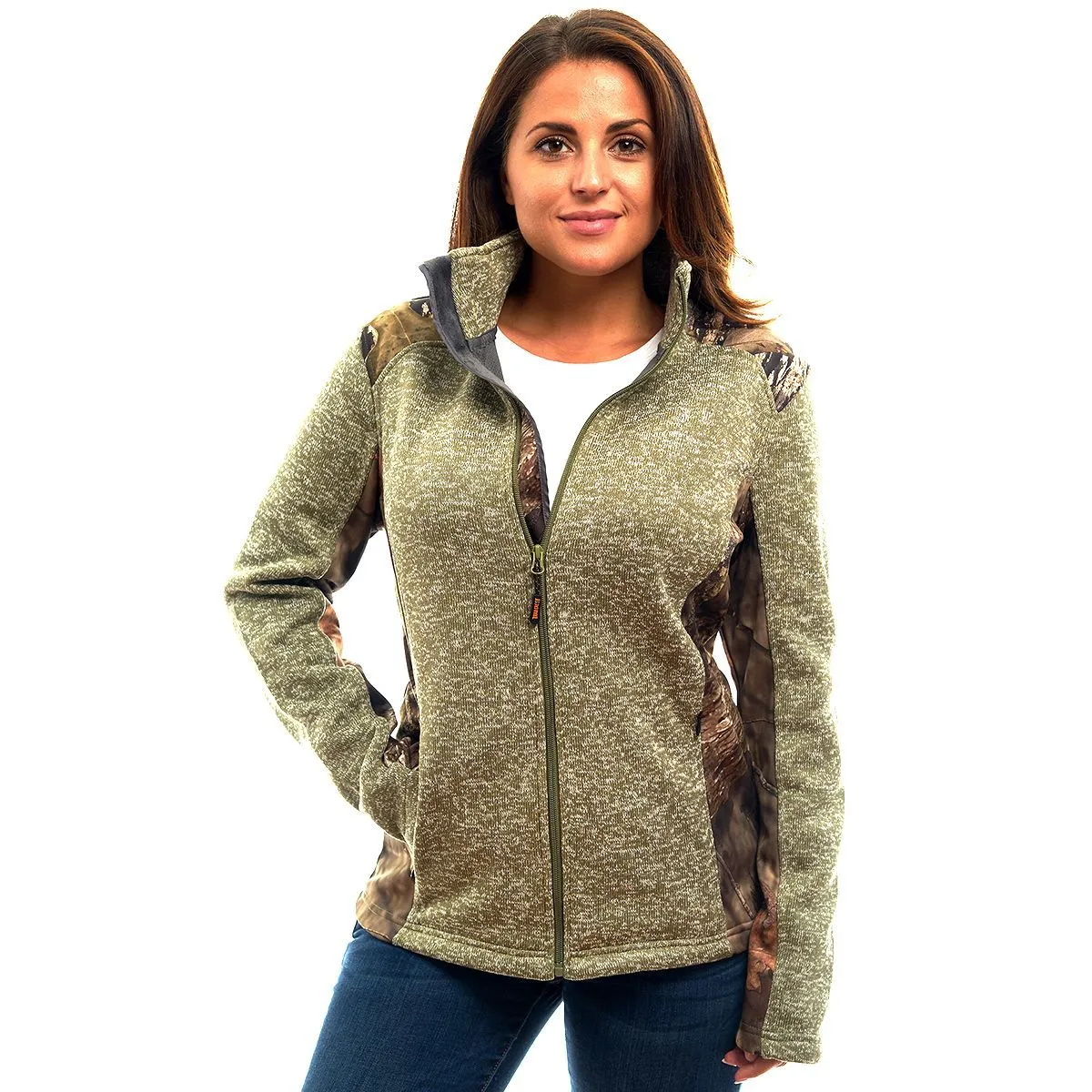 Women's Mossy Oak Sweater Fleece Knit Jacket Break-Up Country Camo
