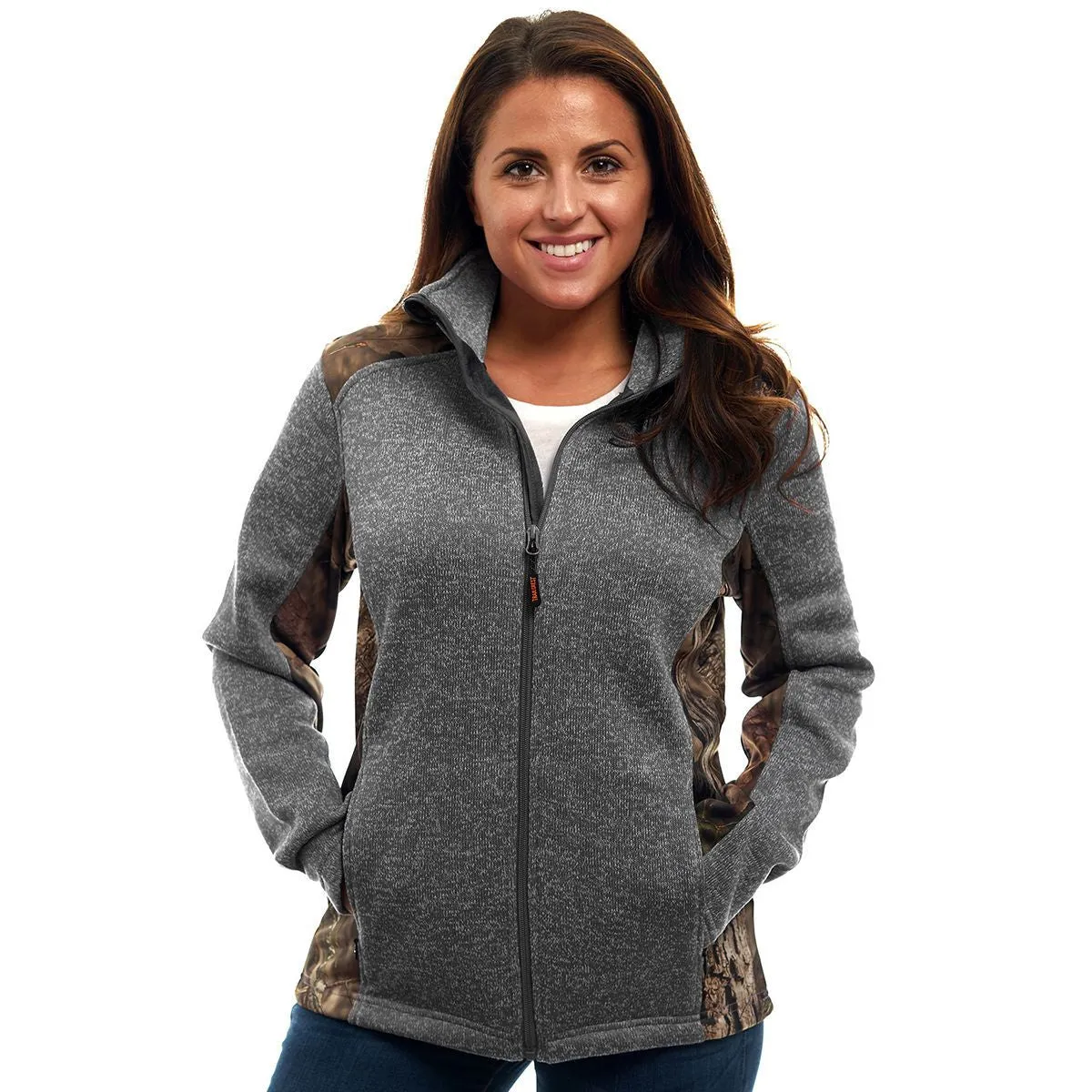 Women's Mossy Oak Sweater Fleece Knit Jacket Break-Up Country Camo