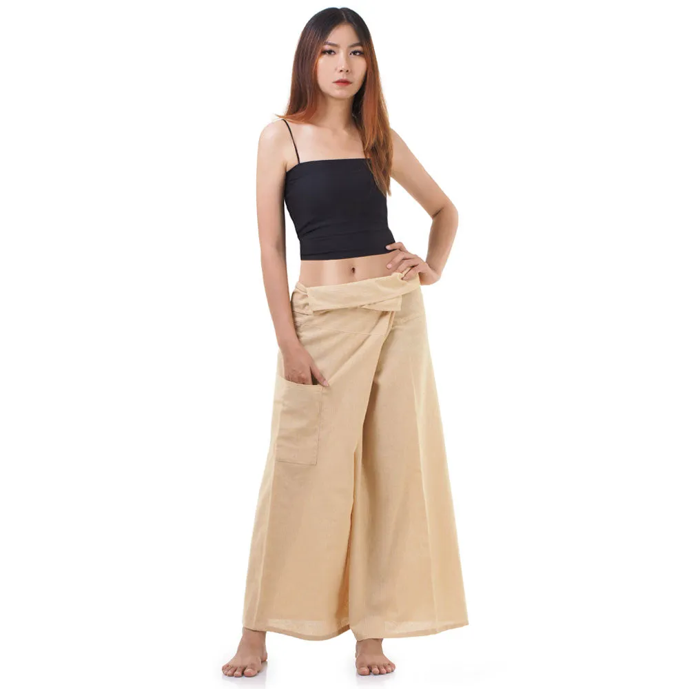 Women's Pinstripe Thai Fisherman Pants Sandy Beige