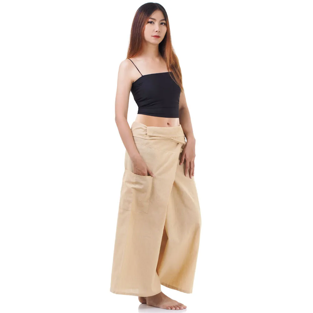Women's Pinstripe Thai Fisherman Pants Sandy Beige