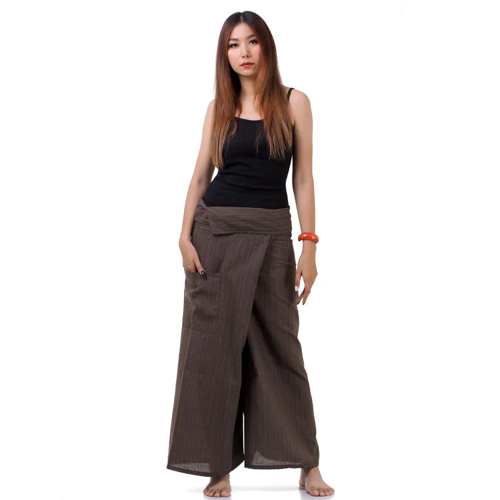 Women's Pinstripe Thai Fisherman Pants Sandy Beige