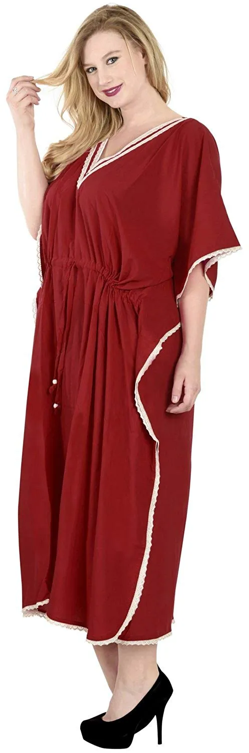 Women's Plain Beachwear Swimsuit Swimwear Bikini Cover up MAXI Dress Caftan L-5X