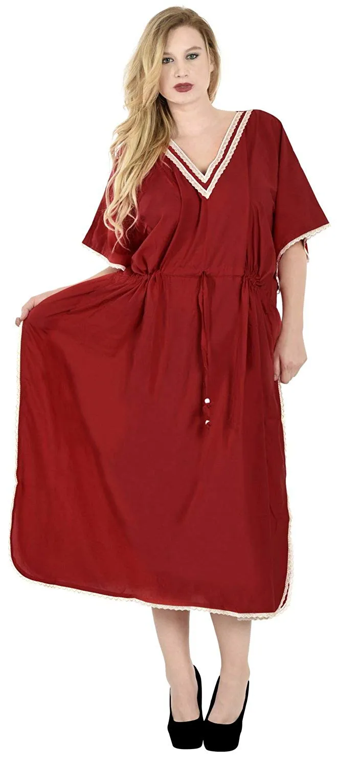 Women's Plain Beachwear Swimsuit Swimwear Bikini Cover up MAXI Dress Caftan L-5X