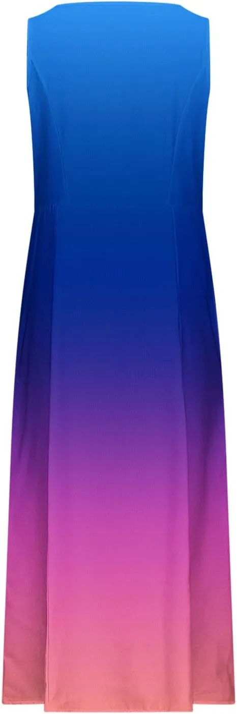 Women's Sleeveless Casual Summer Midi Dresses Gradient Graphic Print Sun Dresses Loose Flowy Tank Dress