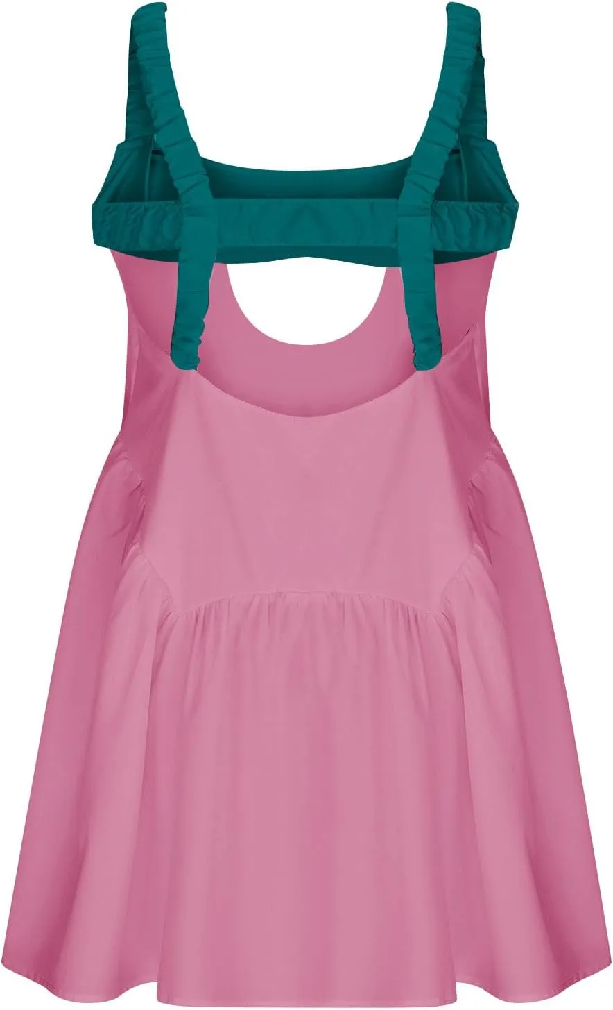 Women's Sleeveless Tennis Dress Summer Dress 2024 Casual Color Block Mini Dress Beach Sundresses