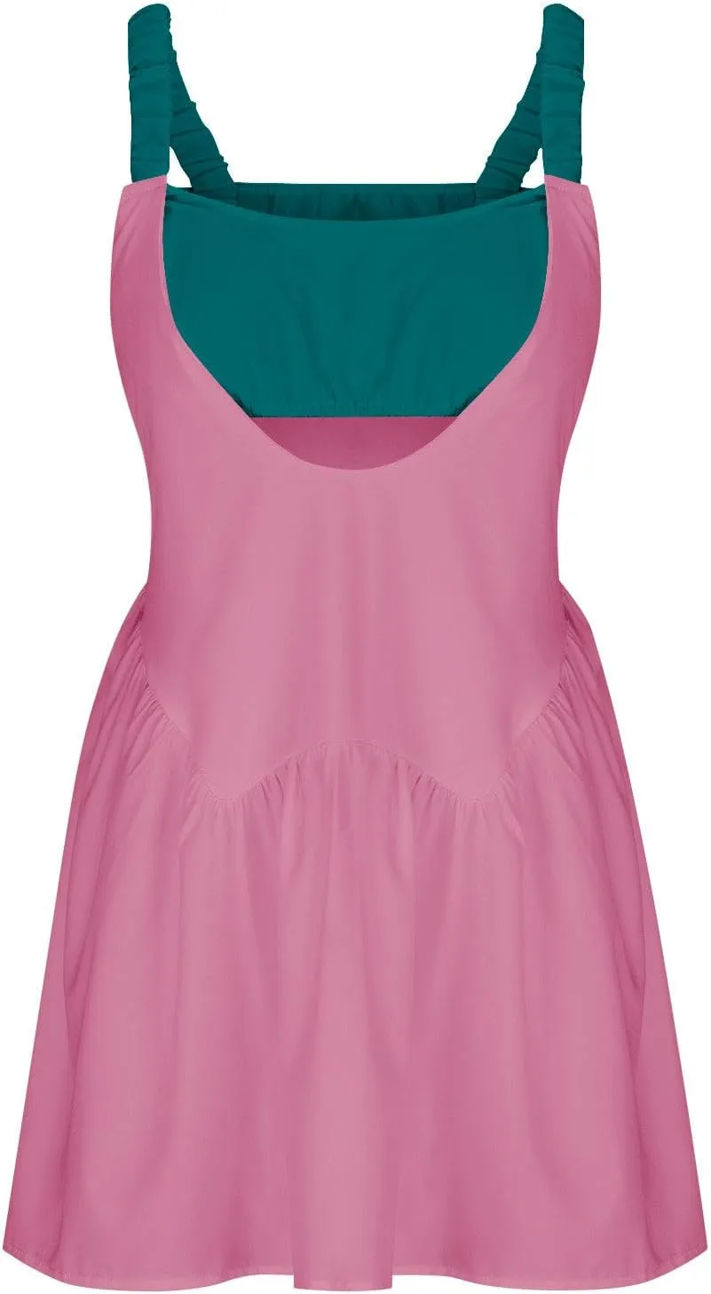 Women's Sleeveless Tennis Dress Summer Dress 2024 Casual Color Block Mini Dress Beach Sundresses