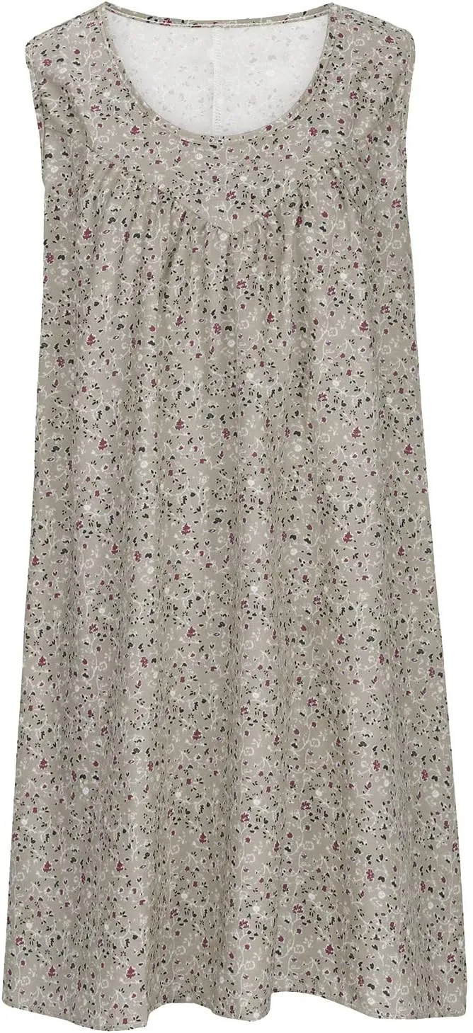 Womens Summer Floral Mini Dress Casual Sleeveless Sundress Round Neck Tank Dress Plus Size Beach Vacation Dresses