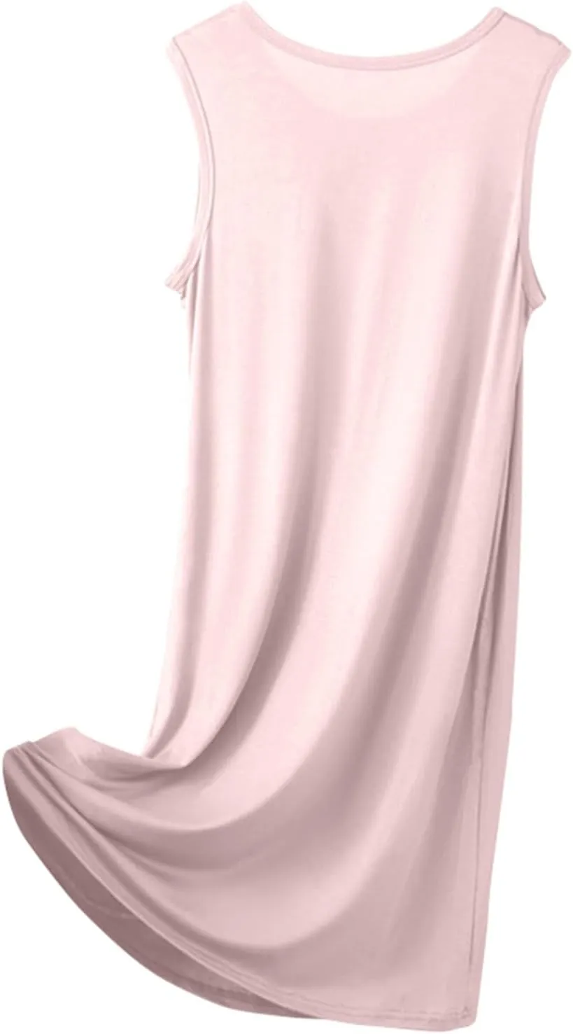 Women's Swing Dress Crew Neck Sleeveless Solid Color Tank Beach Vacation Mid-Length Sundress Resort, XL-8XL