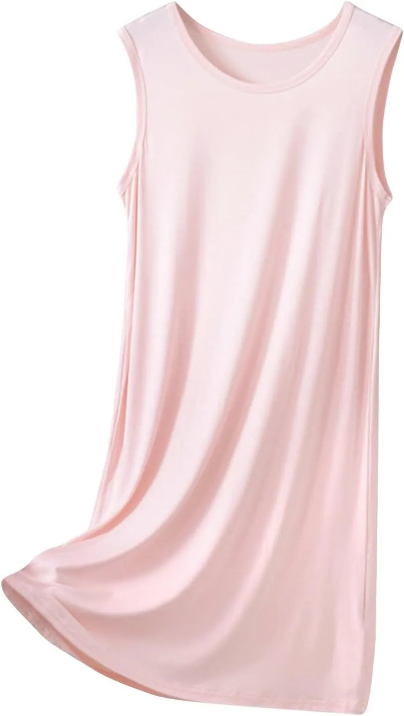 Women's Swing Dress Crew Neck Sleeveless Solid Color Tank Beach Vacation Mid-Length Sundress Resort, XL-8XL