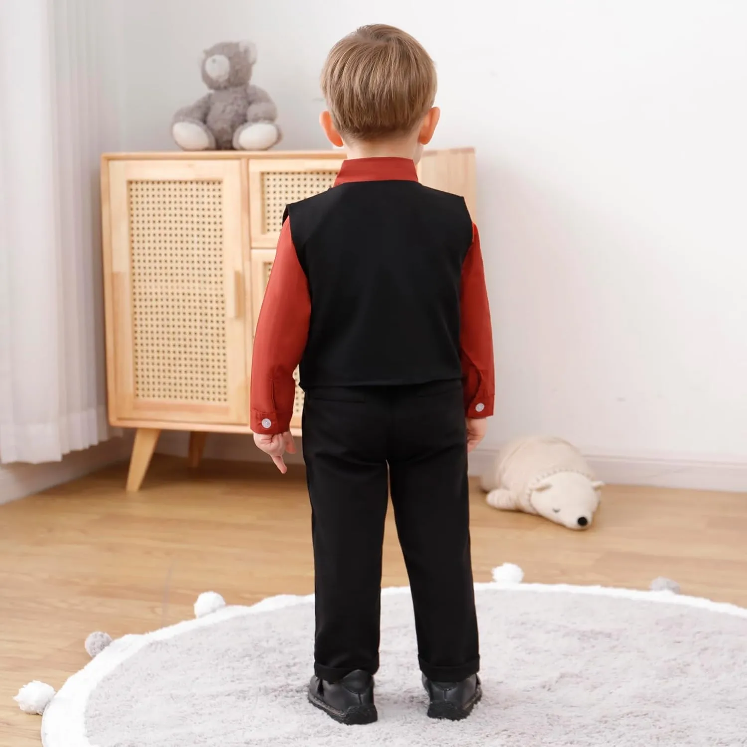 YUEMION Toddler Baby Boy Clothes Suits Gentleman Dress Shirt Bowtie Vest Suspender Pants Boy Formal Wedding Outfits Set 1-5T